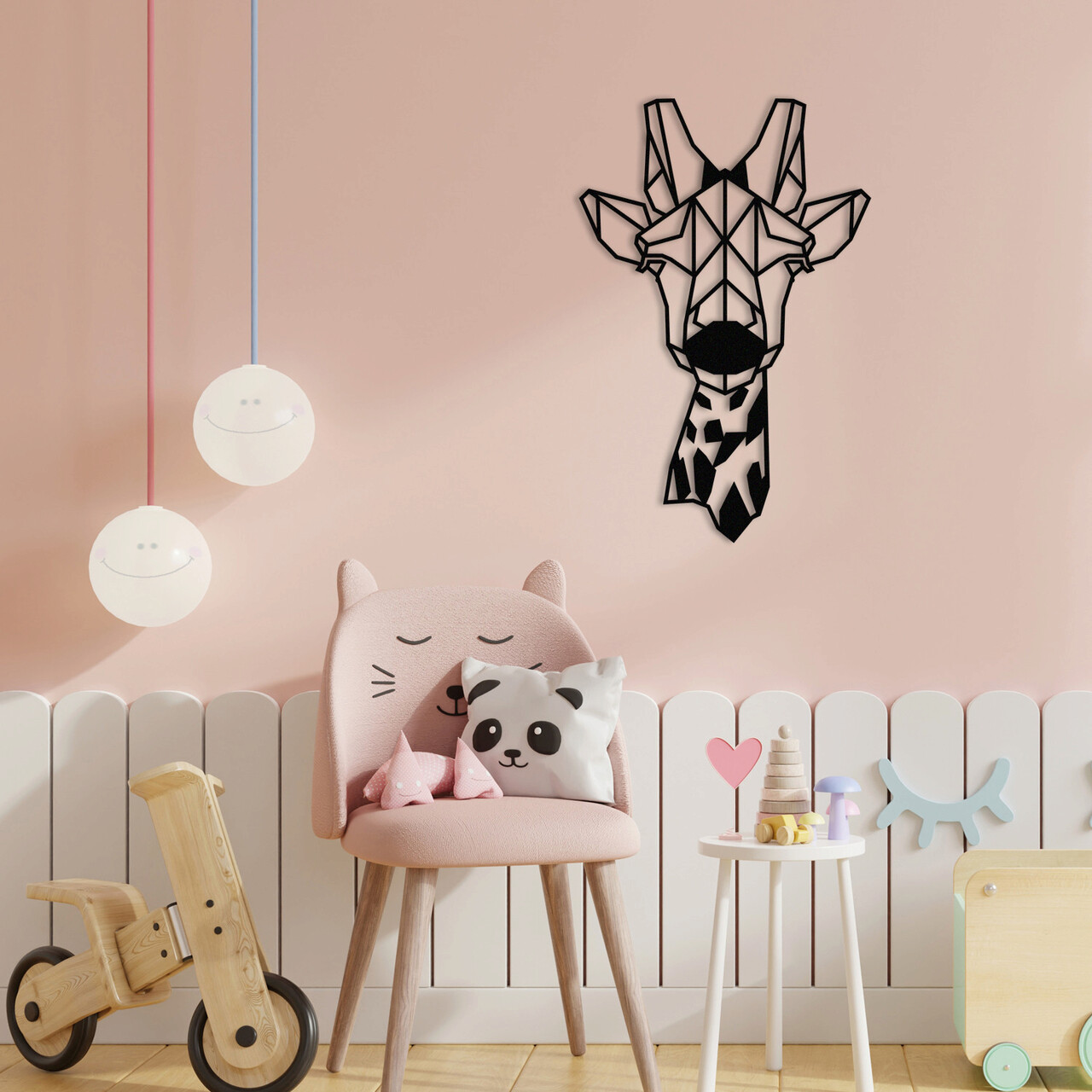 Decoratiune de perete, Giraffe Metal Decor, metal, 33 x 50 cm, negru - imagine 7